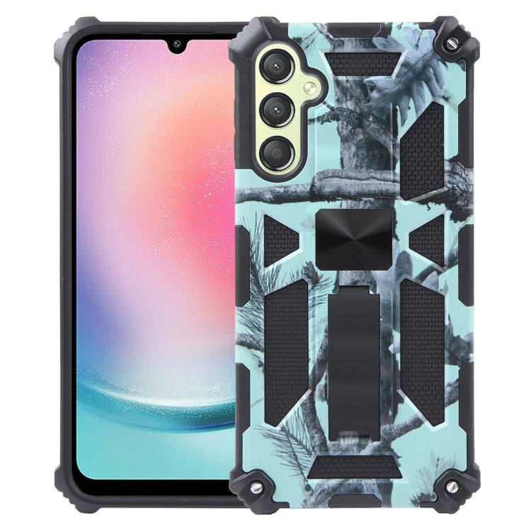 For Samsung Galaxy A24 4G Camouflage Armor Kickstand TPU + PC Magnetic Phone Case
