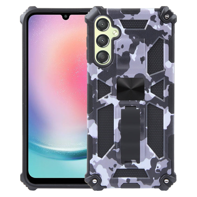 For Samsung Galaxy A24 4G Camouflage Armor Kickstand TPU + PC Magnetic Phone Case