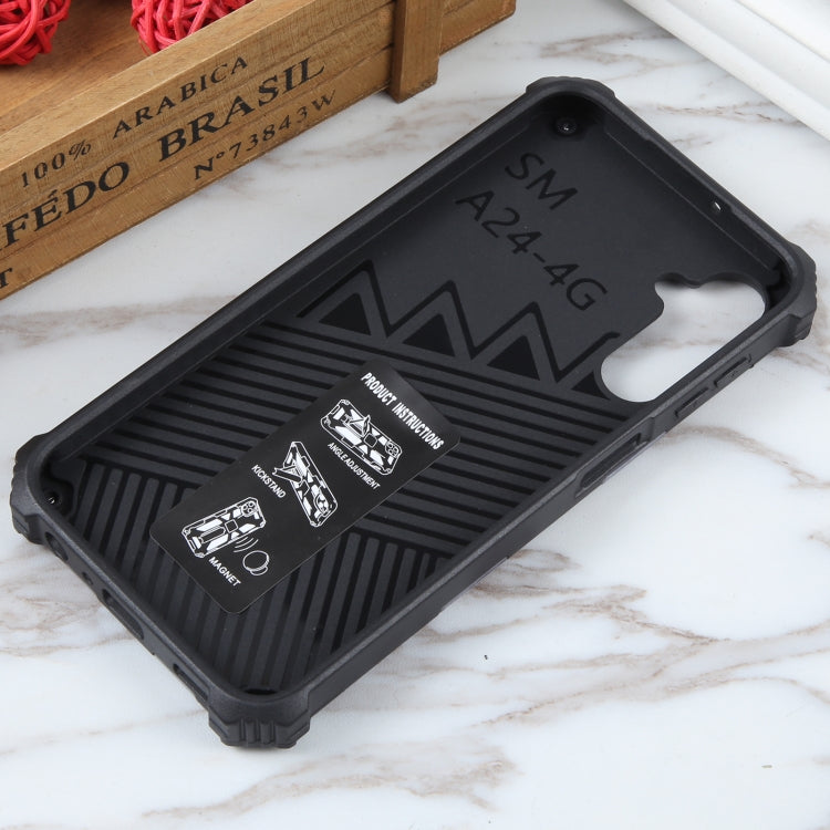 For Samsung Galaxy A24 4G Camouflage Armor Kickstand TPU + PC Magnetic Phone Case