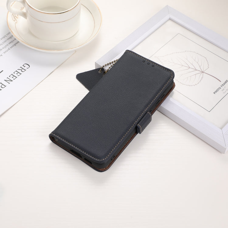 For Xiaomi Redmi Turbo 3 Side-Magnetic TJ Genuine Leather RFID Phone Case