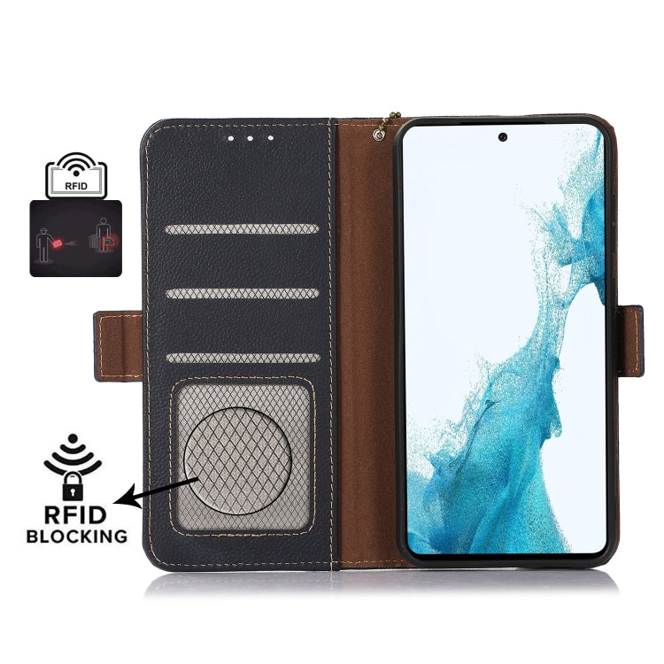 For Xiaomi Redmi Turbo 3 Side-Magnetic TJ Genuine Leather RFID Phone Case