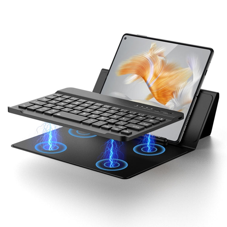 For Huawei Mate X3 GKK Magnetic Folding Bluetooth Keyboard Leather Case with Pen + Phone Case(Carbon Fibre Black)