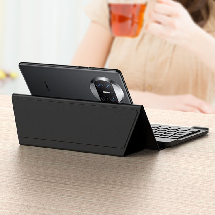 For Huawei Mate X3 GKK Magnetic Folding Bluetooth Keyboard Leather Case with Pen + Phone Case(Carbon Fibre Black)
