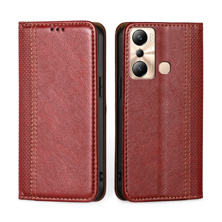 For Infinix Hot 20i Grid Texture Magnetic Flip Leather Phone Case