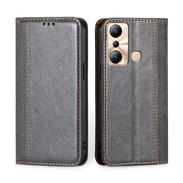 For Infinix Hot 20i Grid Texture Magnetic Flip Leather Phone Case