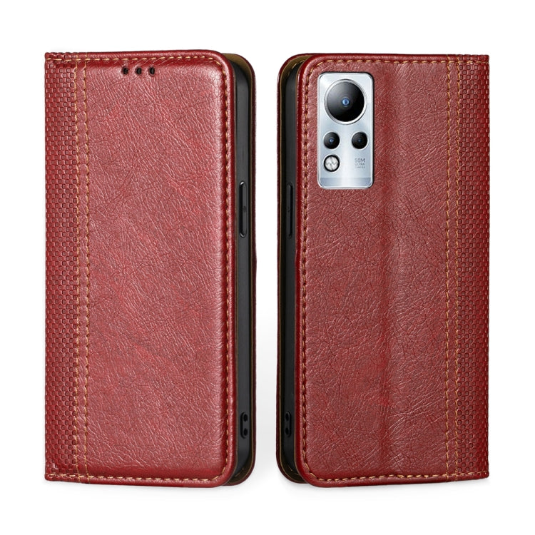 For Infinix Note 11 Grid Texture Magnetic Flip Leather Phone Case