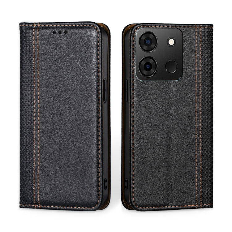 For Infinix Smart 7 Grid Texture Magnetic Flip Leather Phone Case