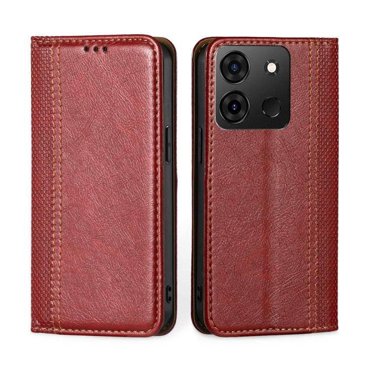 For Infinix Smart 7 Grid Texture Magnetic Flip Leather Phone Case