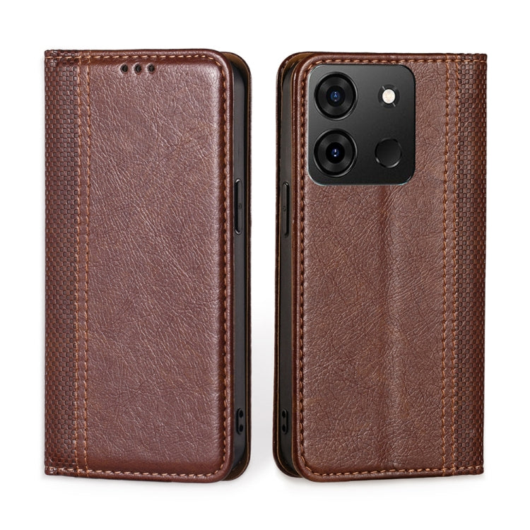 For Infinix Smart 7 Grid Texture Magnetic Flip Leather Phone Case