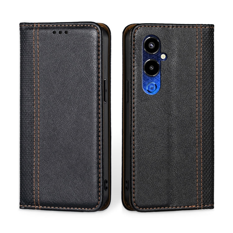 For Tecno Pova 4 Pro Grid Texture Magnetic Flip Leather Phone Case