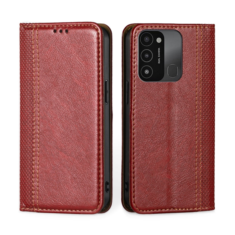 For Tecno Spark 8C / Spark GO 2022 Grid Texture Magnetic Flip Leather Phone Case