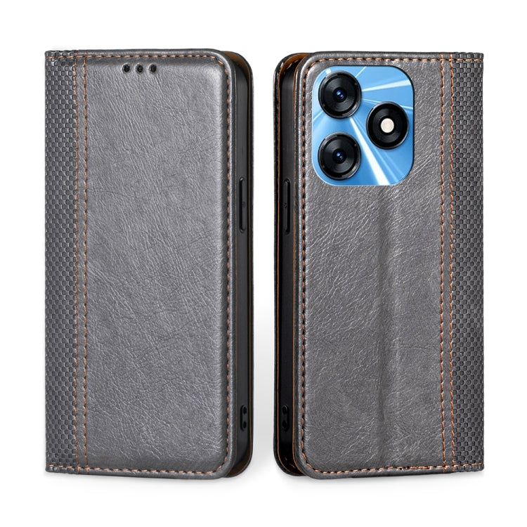 For Tecno Spark 10 4G Grid Texture Magnetic Flip Leather Phone Case