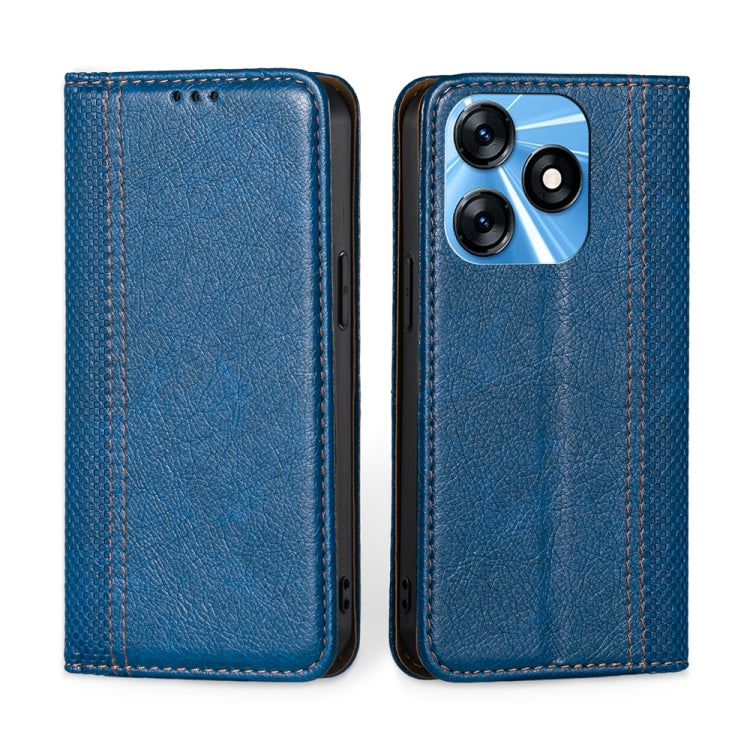 For Tecno Spark 10 4G Grid Texture Magnetic Flip Leather Phone Case