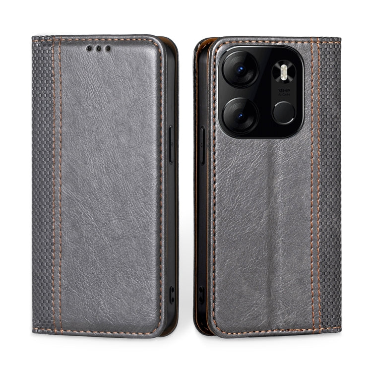 For Tecno Spark GO 2023/Pop 7/Pop 7 Pro Grid Texture Magnetic Flip Leather Phone Case