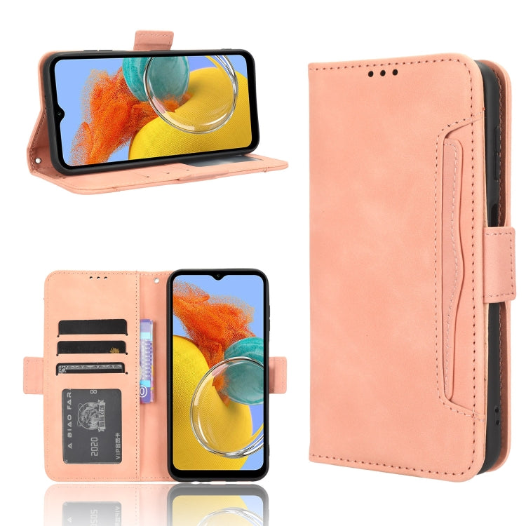 For Samsung Galaxy M14 5G Skin Feel Calf Texture Card Slots Leather Phone Case