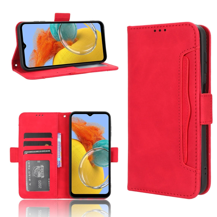 For Samsung Galaxy M14 5G Skin Feel Calf Texture Card Slots Leather Phone Case