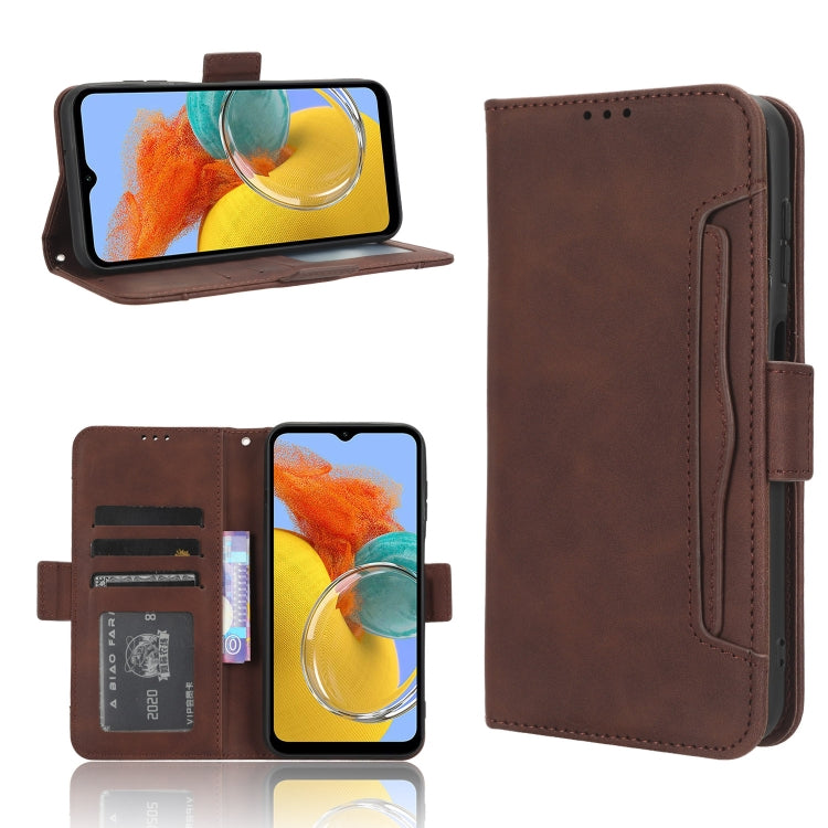 For Samsung Galaxy M14 5G Skin Feel Calf Texture Card Slots Leather Phone Case
