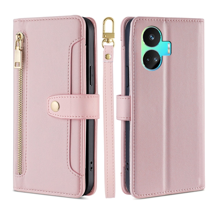 For Realme GT Neo5 SE Sheep Texture Cross-body Zipper Wallet Leather Phone Case