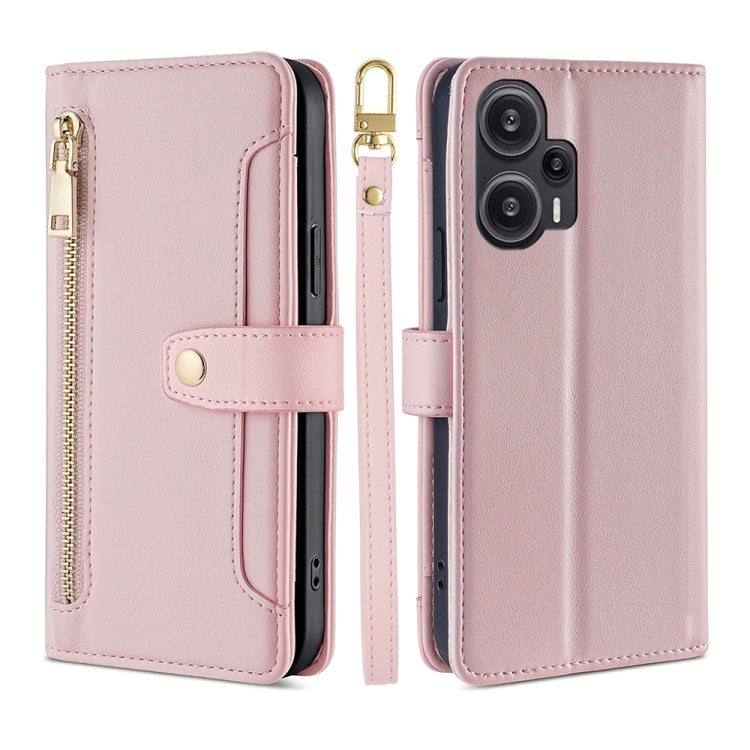 For Xiaomi Redmi Note 12 Turbo Sheep Texture Cross-body Zipper Wallet Leather Phone Case
