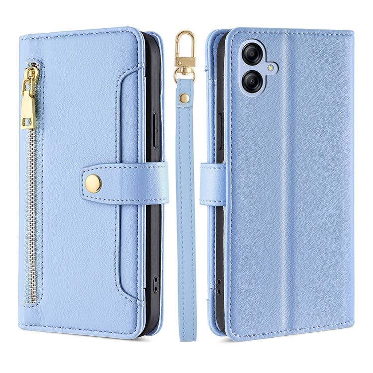 For Samsung Galaxy A04e 4G Sheep Texture Cross-body Zipper Wallet Leather Phone Case