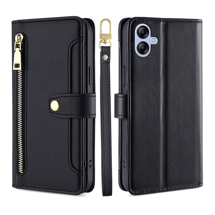 For Samsung Galaxy A04e 4G Sheep Texture Cross-body Zipper Wallet Leather Phone Case