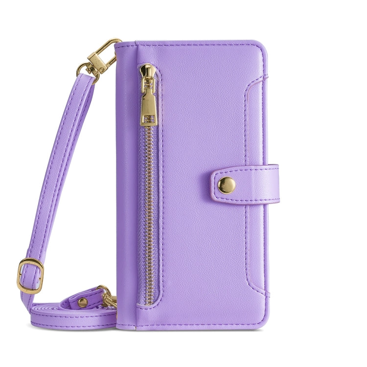 For Samsung Galaxy A54 5G Sheep Texture Cross-body Zipper Wallet Leather Phone Case