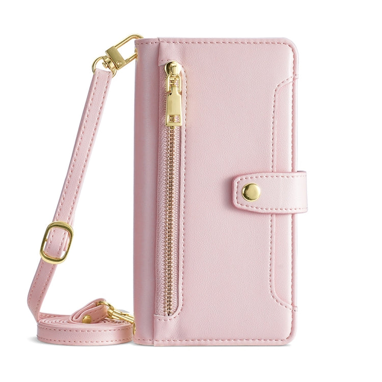 For Samsung Galaxy A54 5G Sheep Texture Cross-body Zipper Wallet Leather Phone Case