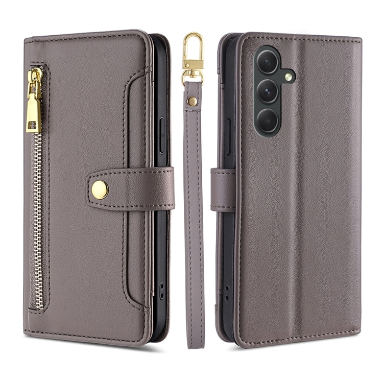 For Samsung Galaxy A54 5G Sheep Texture Cross-body Zipper Wallet Leather Phone Case