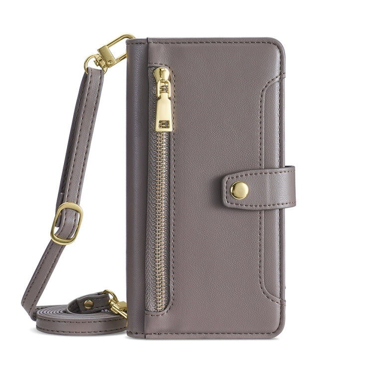 For Samsung Galaxy A54 5G Sheep Texture Cross-body Zipper Wallet Leather Phone Case