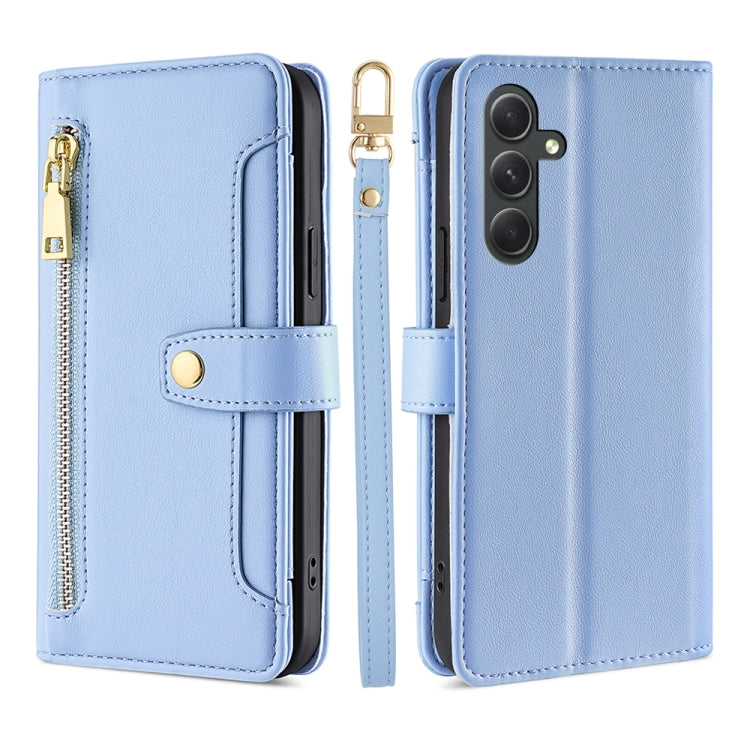 For Samsung Galaxy A54 5G Sheep Texture Cross-body Zipper Wallet Leather Phone Case