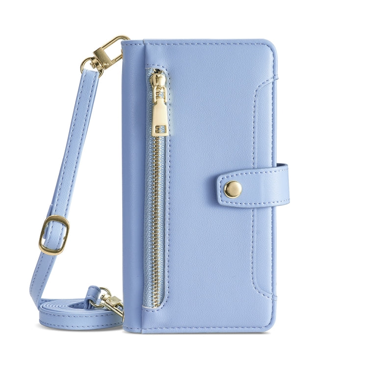For Samsung Galaxy A54 5G Sheep Texture Cross-body Zipper Wallet Leather Phone Case