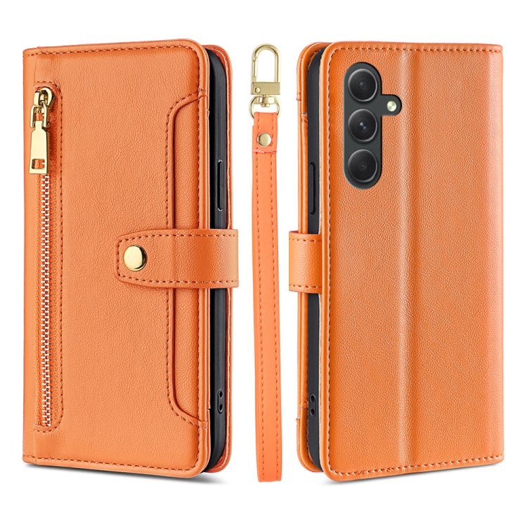 For Samsung Galaxy A54 5G Sheep Texture Cross-body Zipper Wallet Leather Phone Case