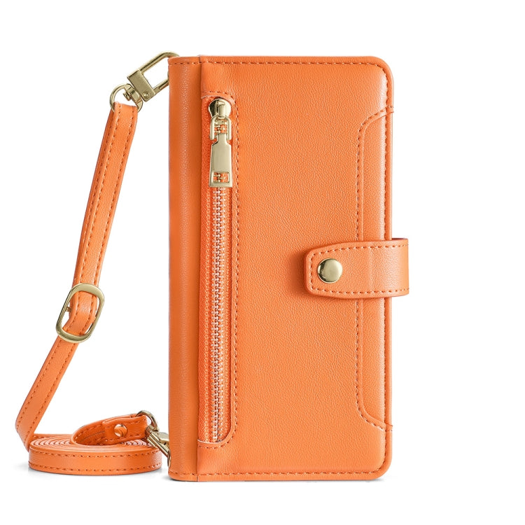 For Samsung Galaxy A54 5G Sheep Texture Cross-body Zipper Wallet Leather Phone Case