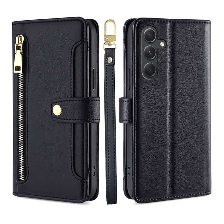 For Samsung Galaxy A54 5G Sheep Texture Cross-body Zipper Wallet Leather Phone Case