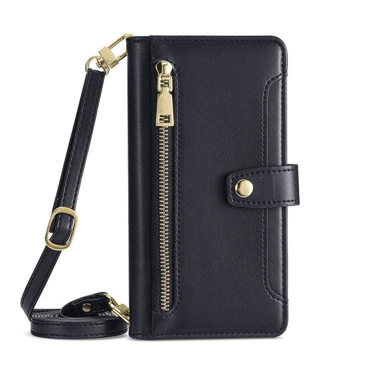 For Samsung Galaxy A54 5G Sheep Texture Cross-body Zipper Wallet Leather Phone Case