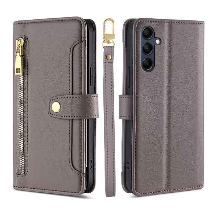 For Samsung Galaxy M14 5G Sheep Texture Cross-body Zipper Wallet Leather Phone Case