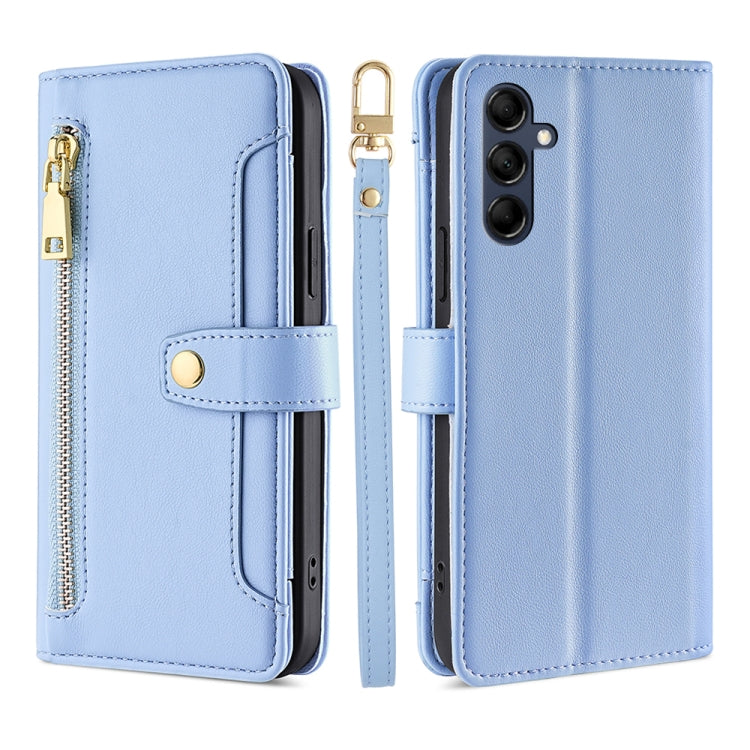 For Samsung Galaxy M14 5G Sheep Texture Cross-body Zipper Wallet Leather Phone Case
