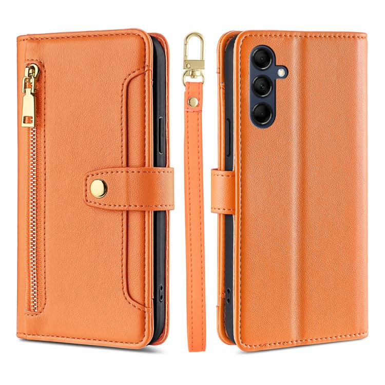 For Samsung Galaxy M14 5G Sheep Texture Cross-body Zipper Wallet Leather Phone Case