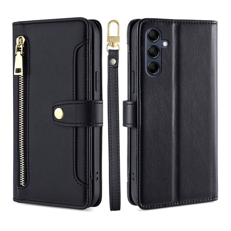 For Samsung Galaxy M14 5G Sheep Texture Cross-body Zipper Wallet Leather Phone Case