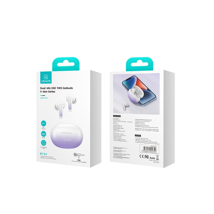 USAMS XD19 ENC Dual Wheat Noise Reduction TWS In-Ear Wireless Bluetooth Earphone
