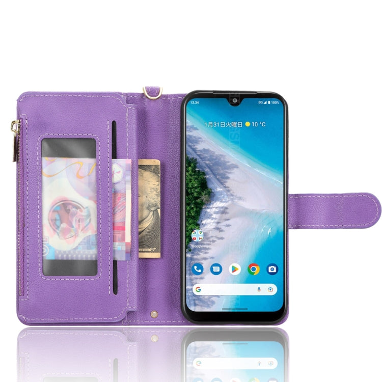 For Kyocera Android One S10 / S9 Litchi Texture Zipper Leather Phone Case