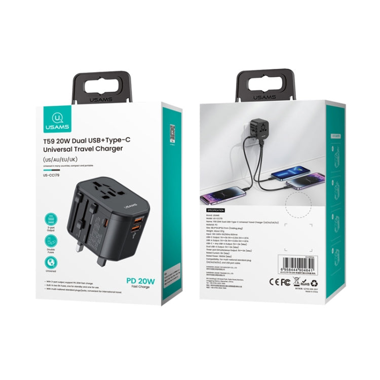 USAMS CC179 T59 20W Fast Charger Power Adapter(Black)