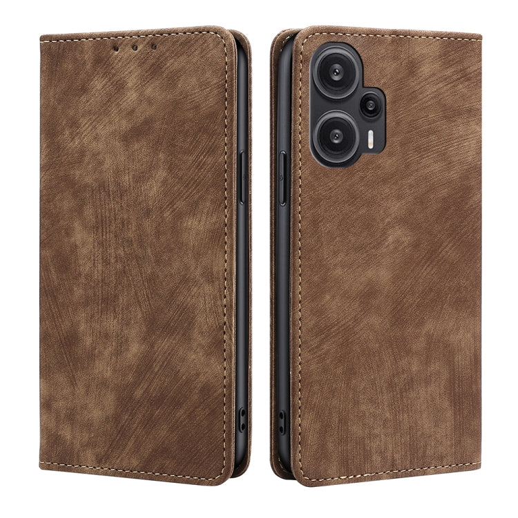For Xiaomi Redmi Note 12 Turbo RFID Anti-theft Brush Magnetic Leather Phone Case