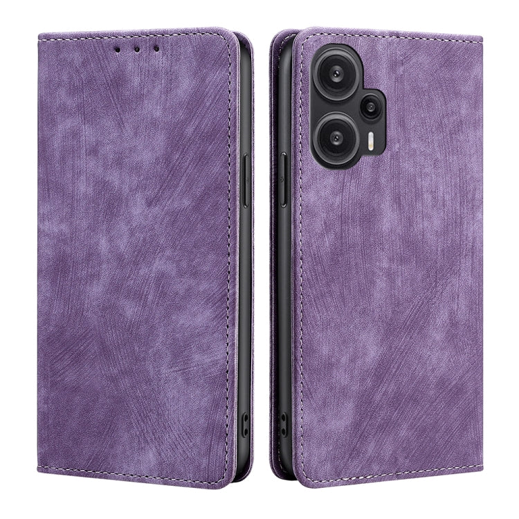 For Xiaomi Redmi Note 12 Turbo RFID Anti-theft Brush Magnetic Leather Phone Case