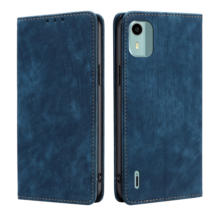 For Nokia C12 RFID Anti-theft Brush Magnetic Leather Phone Case