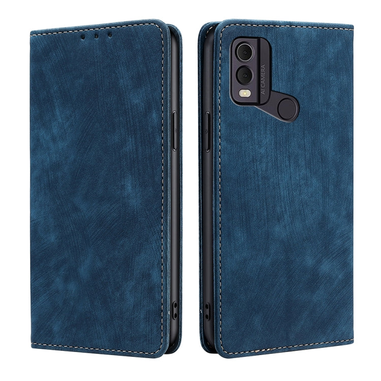 For Nokia C22 RFID Anti-theft Brush Magnetic Leather Phone Case