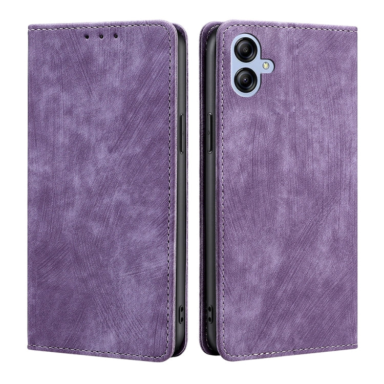For Samsung Galaxy A04e 4G RFID Anti-theft Brush Magnetic Leather Phone Case