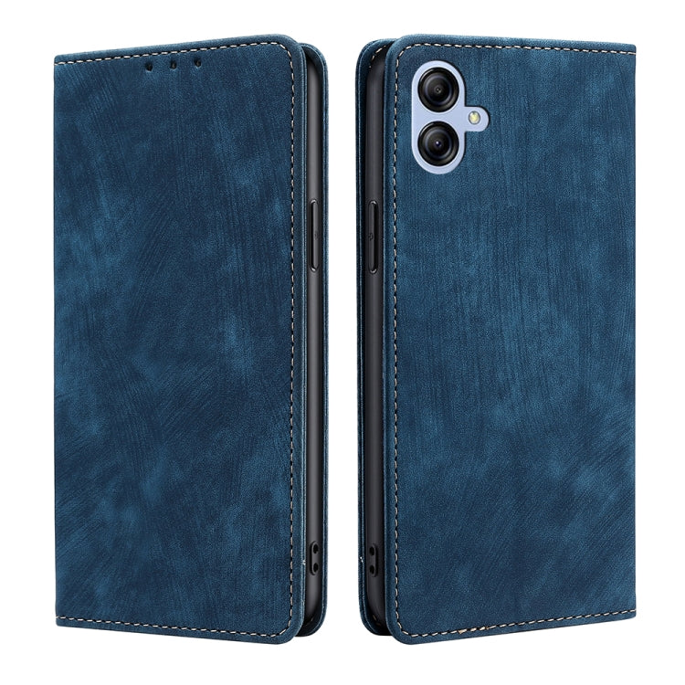 For Samsung Galaxy A04e 4G RFID Anti-theft Brush Magnetic Leather Phone Case