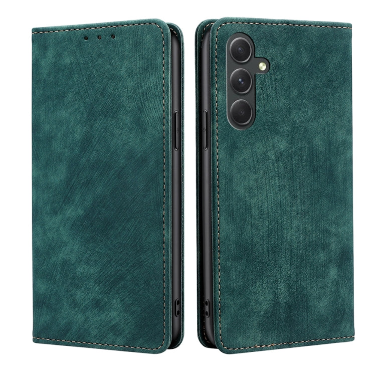 For Samsung Galaxy A54 5G RFID Anti-theft Brush Magnetic Leather Phone Case