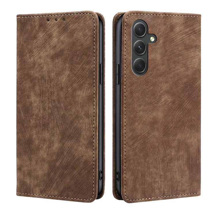 For Samsung Galaxy A54 5G RFID Anti-theft Brush Magnetic Leather Phone Case